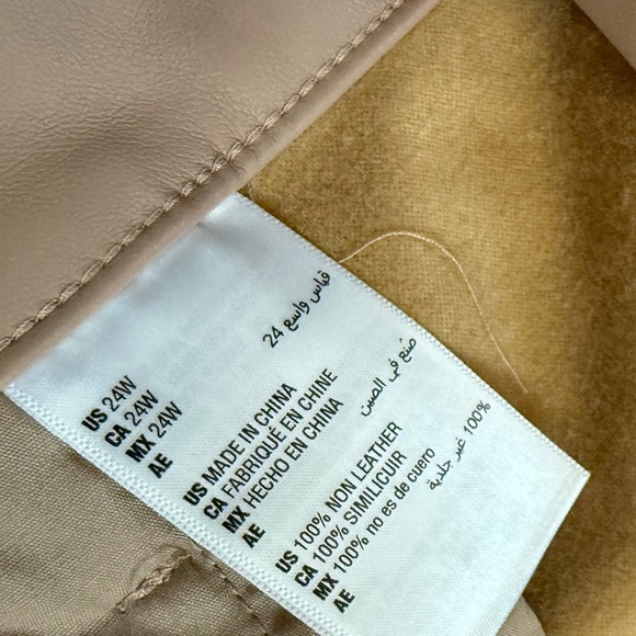 And now this|Tan faux leather Straight Leg Pants with Relaxed Fit,plus size 24W• - Picture 9 of 12